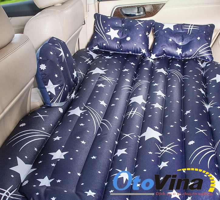 Giường hơi ô tô Oxford cao cấp màu xanh hoa văn sang trọng