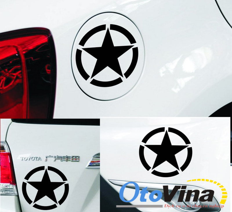 Sản phẩm tem decal hình ngôi sao có vòng tròn dán xe ô tô có thể dán ở mọi vị trí khác nhau trên xe ô tô