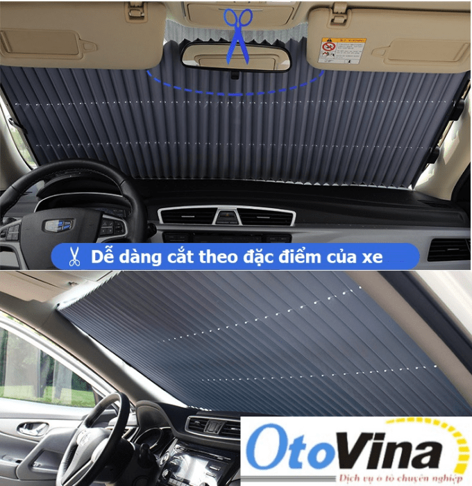 Bạn có thể cắt rèm che nắng kính lái ô tô tráng nhôm để phù hợp với thiết kế của xe ô tô.