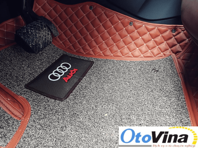 Thảm lót sàn 6D Audi 2021 có lớp thảm chống bụi siêu bền dễ dàng tháo để vệ sinh được lắp trên bề mặt da